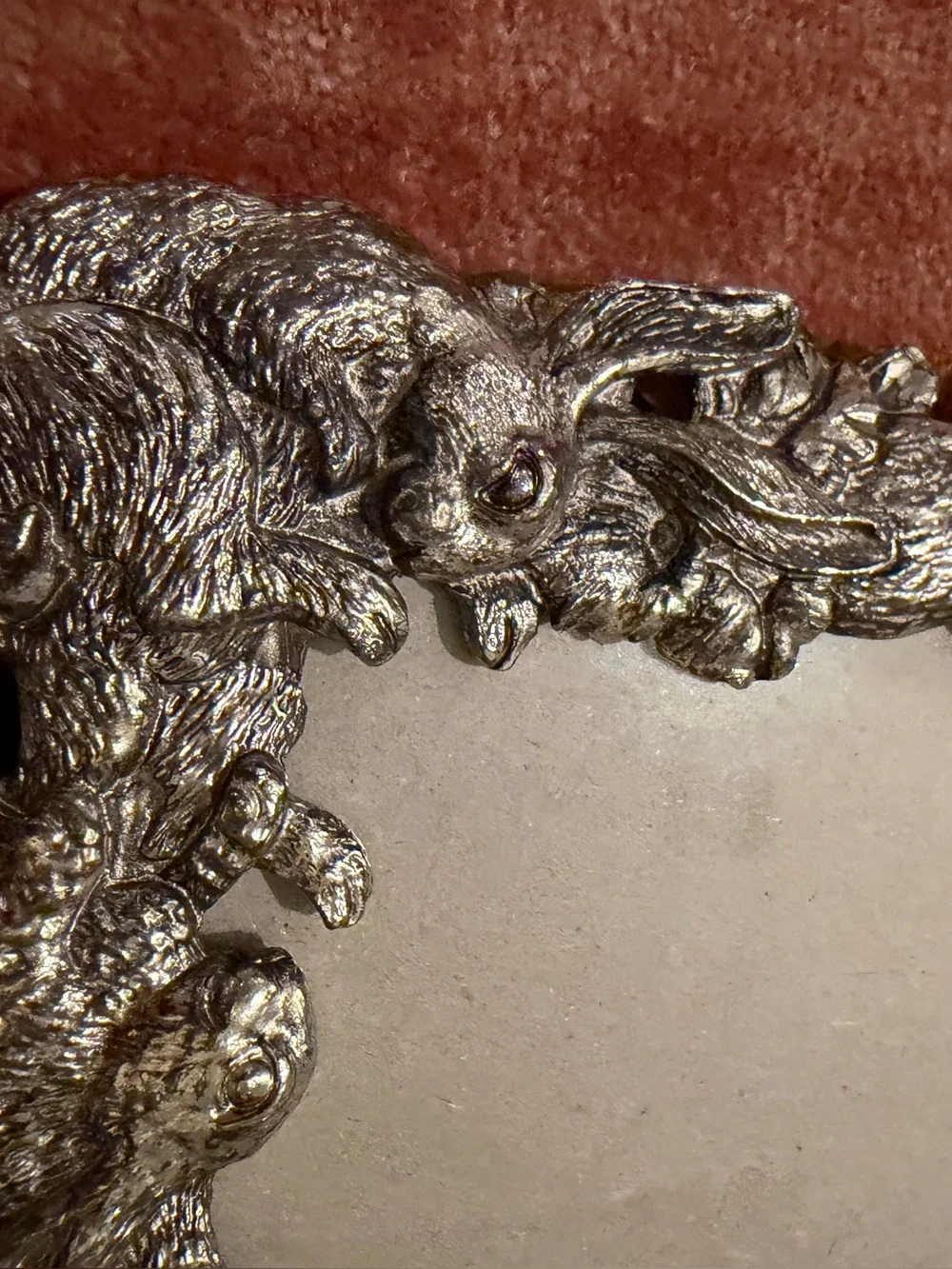 EUC Arthur Court  Ornate Metal Bunny Frame Accent in Antique Silver pewter
